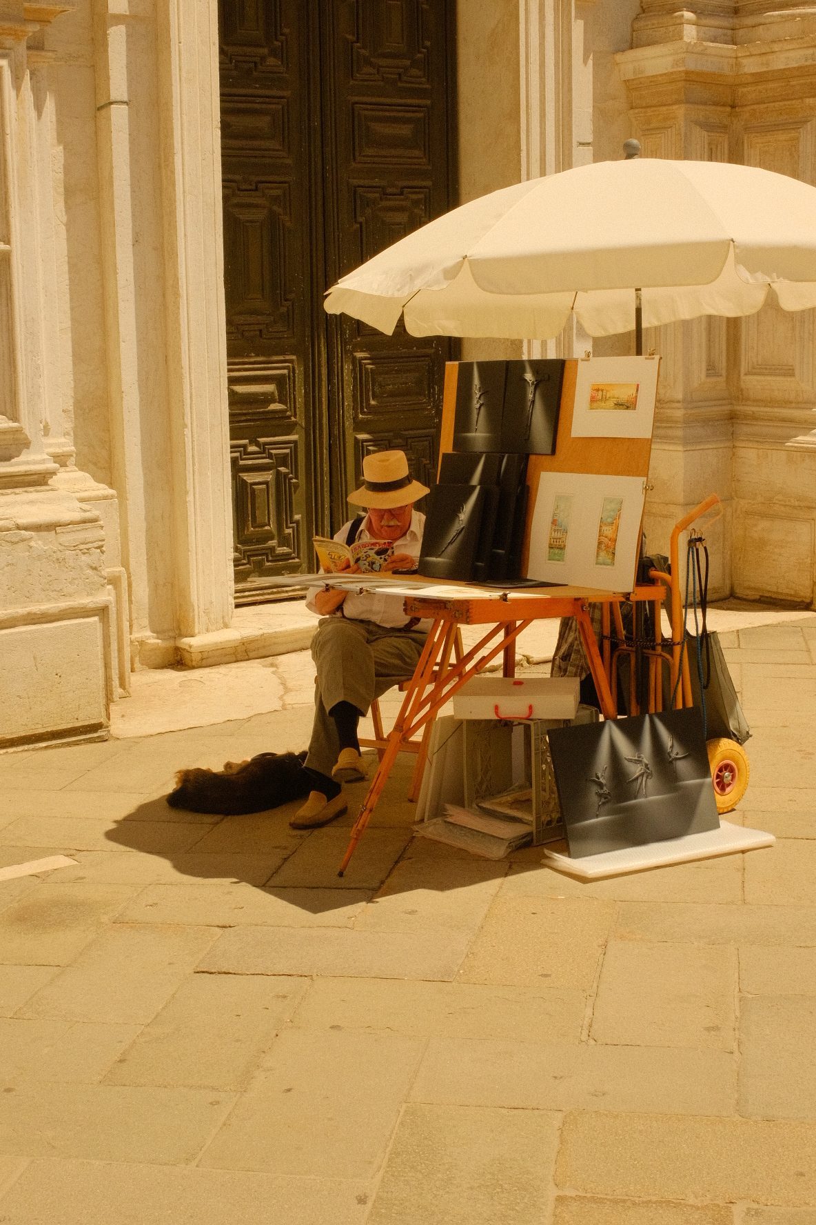 The artist reads on